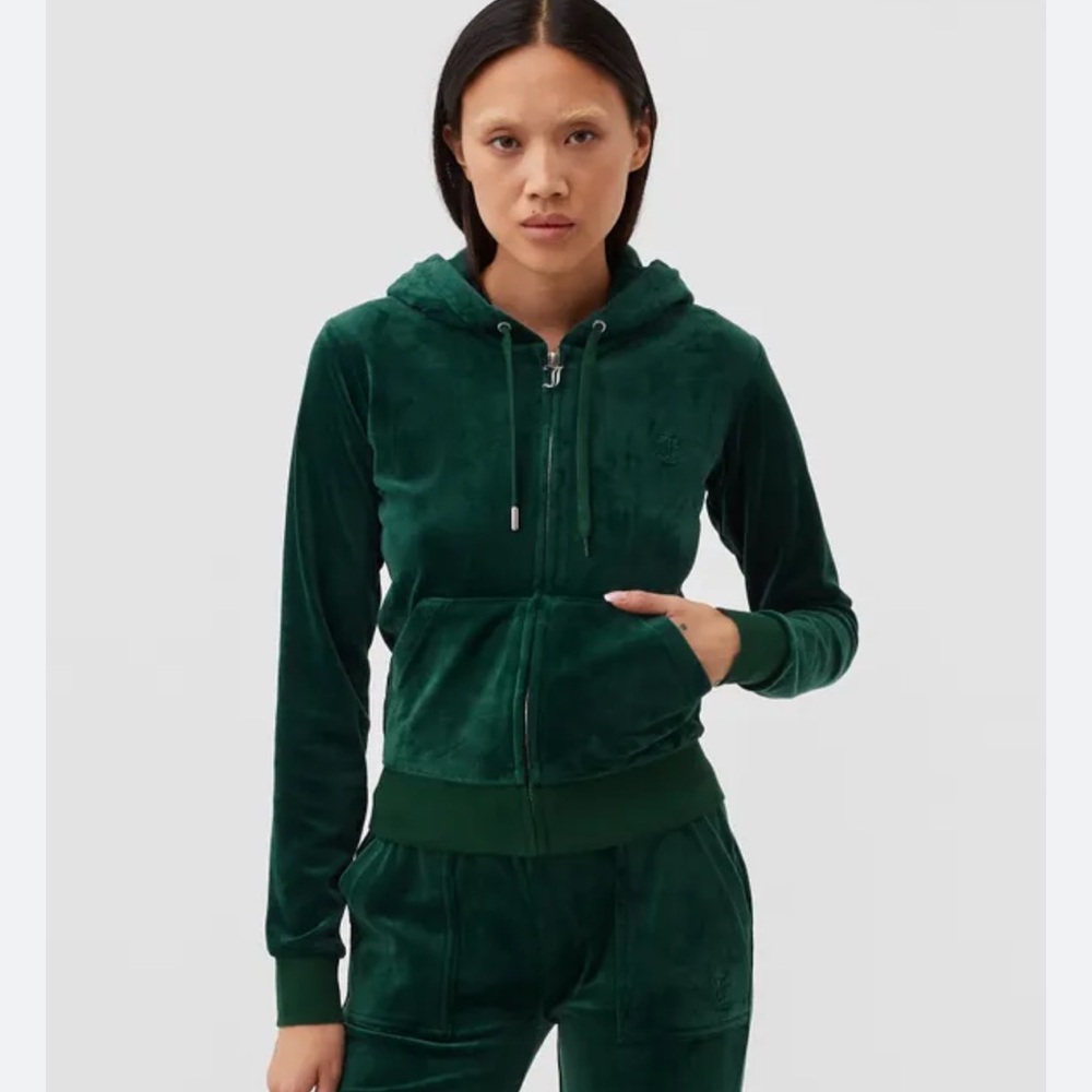 Juicy Couture Green Velour Hoodie and Pants Set Green LARGE Medium VGUC Y2K VTG